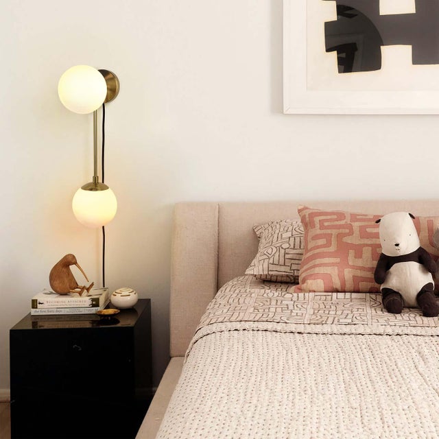 Contemporary Duo Modern Contemporary Wall Sconce - Brushed Brass, Plug-In For Sale - Image 3 of 4