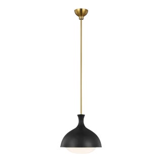 AERIN By Visual Comfort Studio Lucerne 1-Light Medium Pendant in Midnight Black and Burnished Brass For Sale