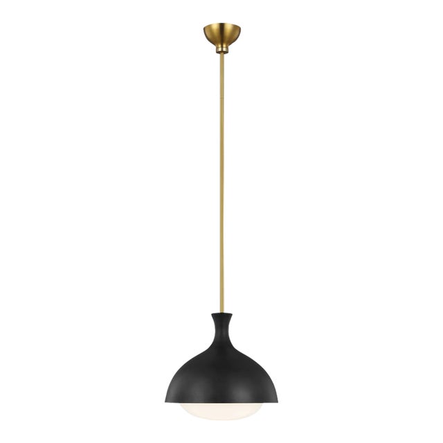 AERIN By Visual Comfort Studio Lucerne 1-Light Medium Pendant in Midnight Black and Burnished Brass For Sale