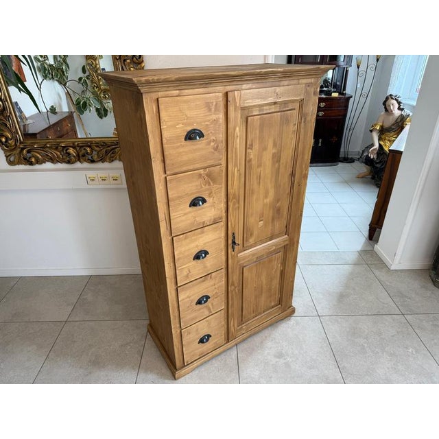 Brown Rustic Farmhouse Bread Cabinet in Wood For Sale - Image 8 of 13