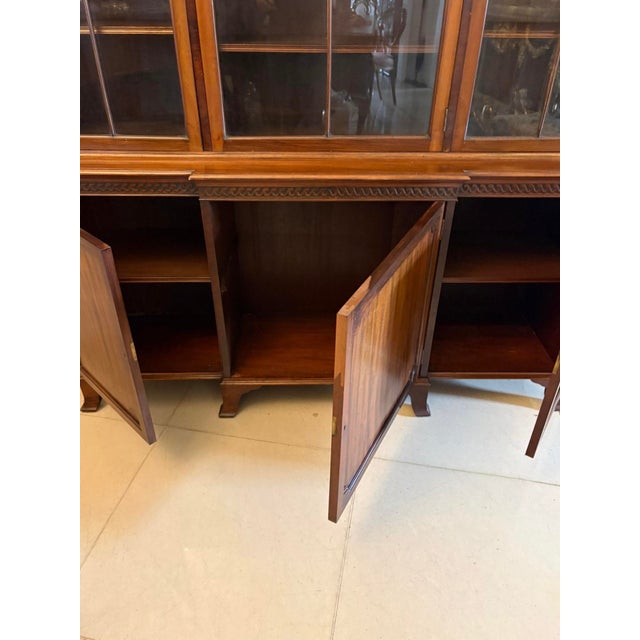 Wood Antique Edwardian Mahogany Breakfront Bookcase, 1900s For Sale - Image 7 of 10