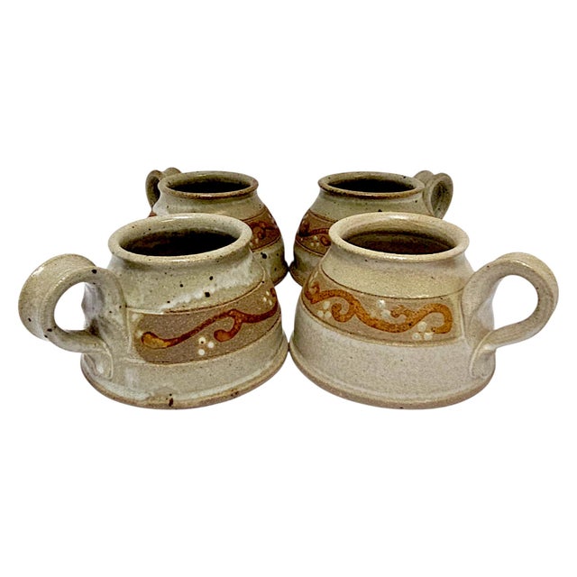 Late 20th Century Joy Imai California Studio Pottery Stoneware Mugs, Set of 8 For Sale - Image 9 of 12