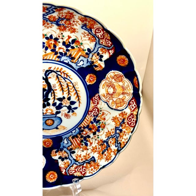 Ceramic Antique Imari Scalloped Plate For Sale - Image 7 of 9
