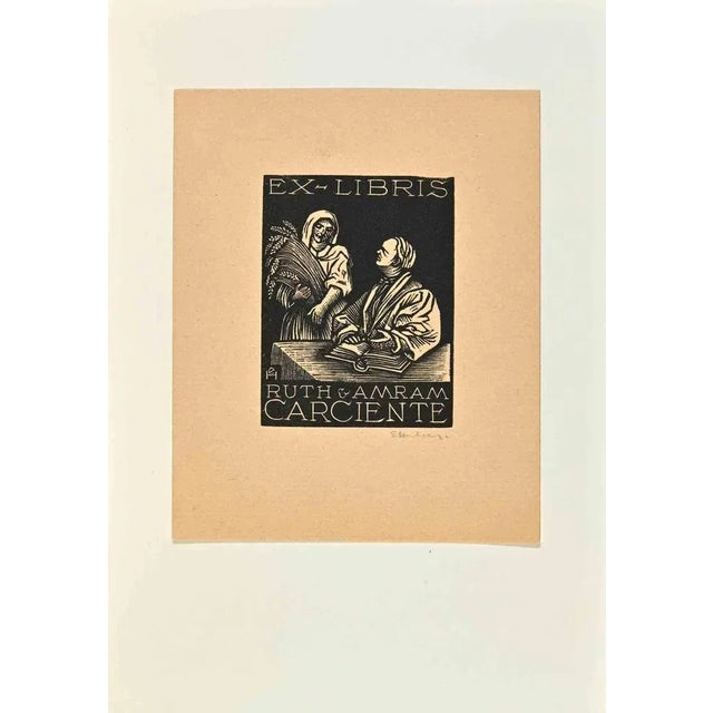 Ex-Libris - Ruth Amram Carciente is an Artwork realized in Mid 20th Century. Woodcut B./W. print on paper. The work is...