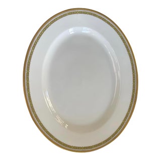 Antique t.v. Tressemanes and Vogt Green Greek Key Pattern 6377 Platter Limoges France For Sale