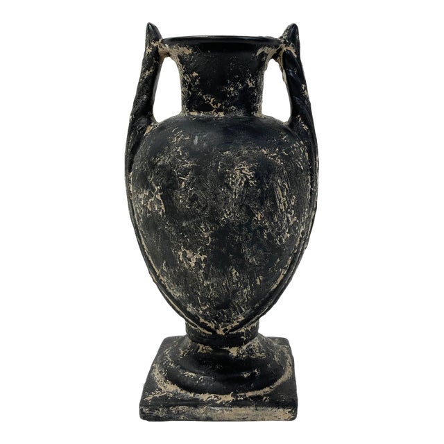 Vintage Weathered Grecian Style Pottery Urn For Sale
