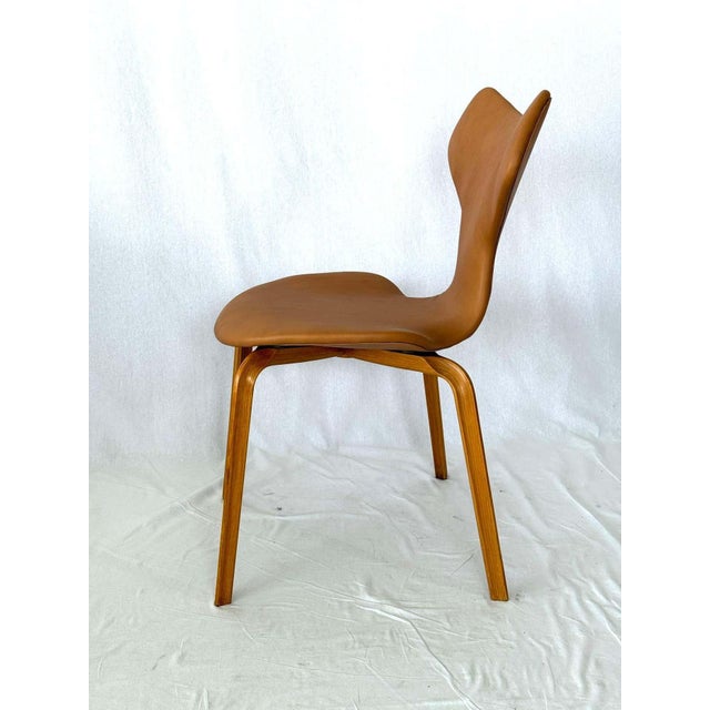 Mid-Century Modern 1950s Attributed to Arne Jacobsen Leather "Grand Prix" Chair For Sale - Image 3 of 10