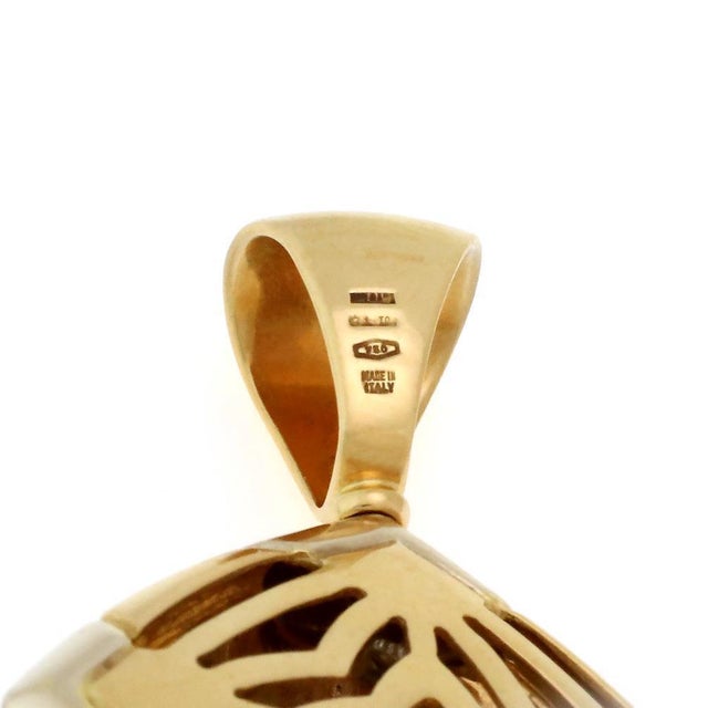 Bulgari Bvlgari Bulgari Pyramid Style 18k Two Tone Gold Floral Pendant For Sale - Image 4 of 5