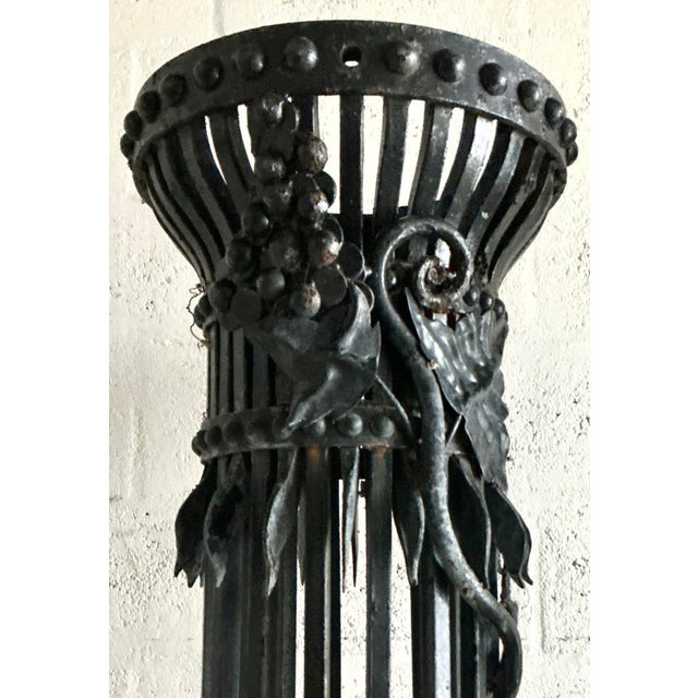 Black Vintage Neoclassical Wrought Iron Columns - A Pair For Sale - Image 8 of 13