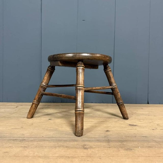 Stool in Beech and Faux Bamboo For Sale - Image 3 of 16
