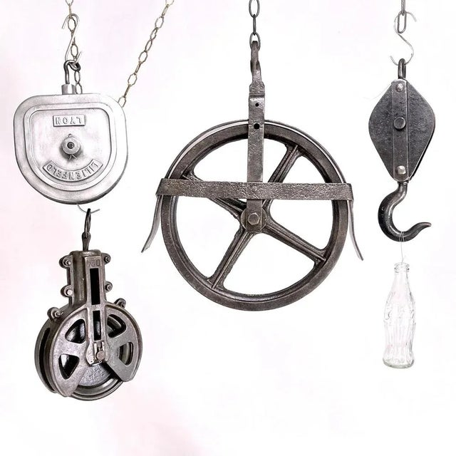 Metal Large Industrial Pulley or Cable Pull by Lyon Lilienfeld, 1950s For Sale - Image 7 of 8