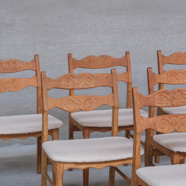 Mid-Century Danish Oak Dining Chairs attributed to Henning Kjaernulf, 1960s, Set of 8 For Sale - Image 12 of 14