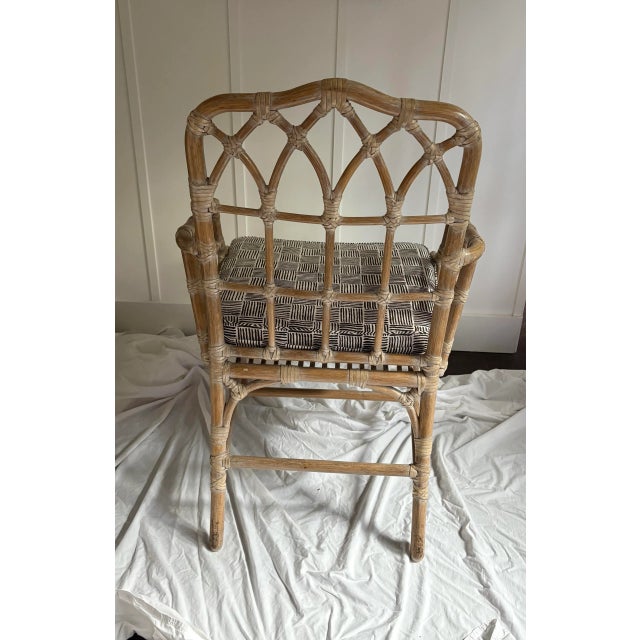 1980s McGuire Rattan Armchairs With China Seas/Quadrille Fabric Cushion For Sale - Image 10 of 12