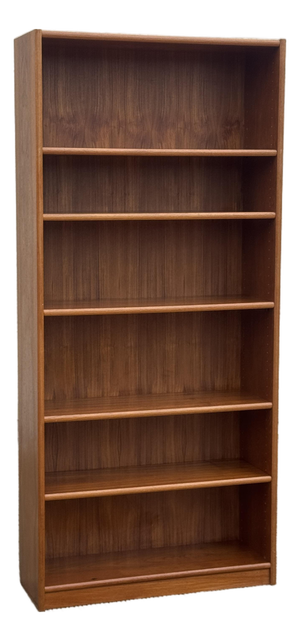 Tall Mid-Century Modern Scandinavian Teak Open Bookcase Display Shelving Unit