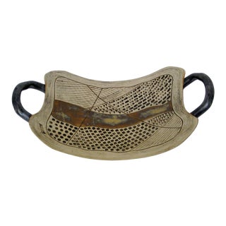 Rustic Art Pottery Arc-Shaped Bowl For Sale
