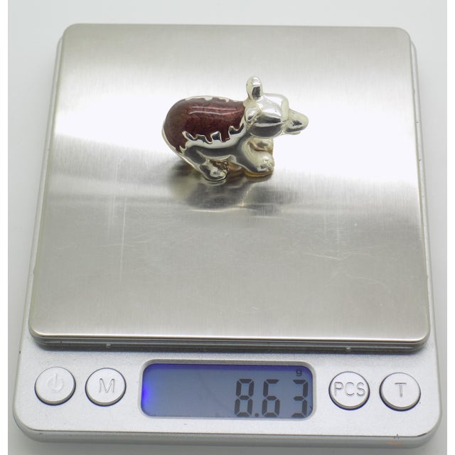 Vintage Italian Handmade Genuine Sterling Silver Enameled Bear Cub Figurine by Ottaviani of Rome, 1980s Solid 925 Silver Brown Enamel Miniature For Sale - Image 10 of 11