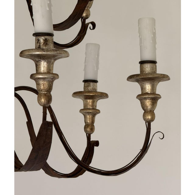 19th Century 12 Lite Tuscan Silverleaf Chandeliers - a Pair For Sale - Image 4 of 7