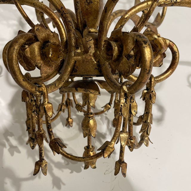Currey & Co 6 Light Gold Floral Chandelier For Sale In New York - Image 6 of 8