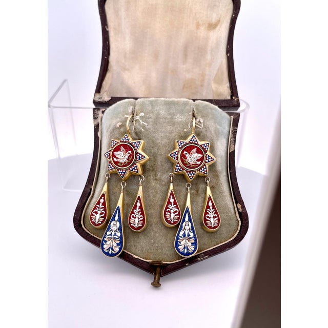 Antique 1880's Micro Mosaic Drop Earrings - 2 Pieces For Sale - Image 12 of 12