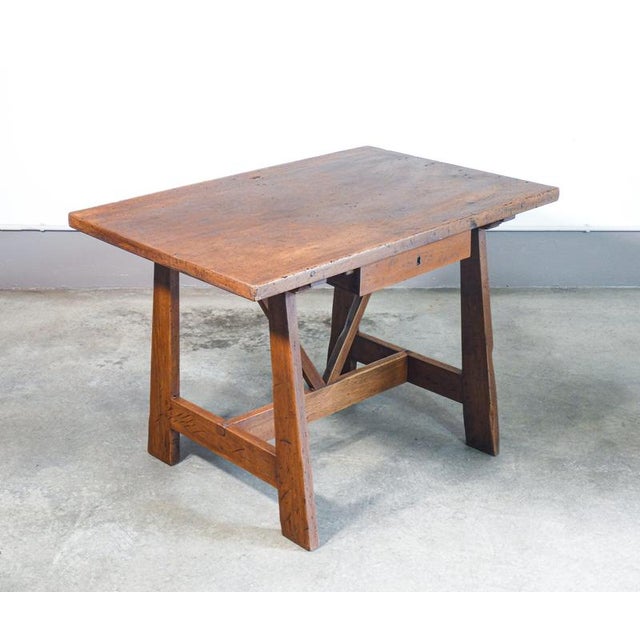 Trestle desk with drawer and chair, made of solid walnut. Italy, 18th century. origin italy period 18th century materials...