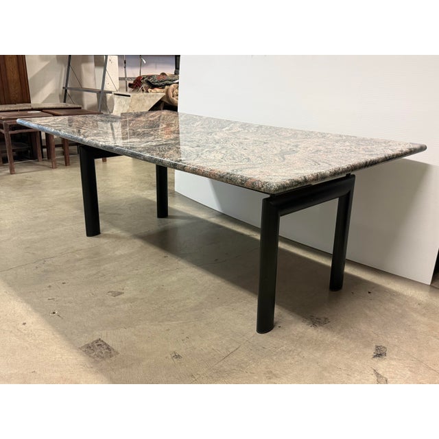 Modern Le Corbusier Lc6 Tube D’Avion Base + Bespoke Granite Top Dining Table For Sale - Image 3 of 12
