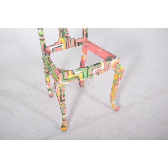 Wood Portuguese Painted Chair by Francisco Camilo, 1950s For Sale - Image 7 of 9