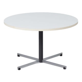 Round Model 3696 Coffee Table with White Melamine Top and Chrome Base by Gispen, 1970s For Sale
