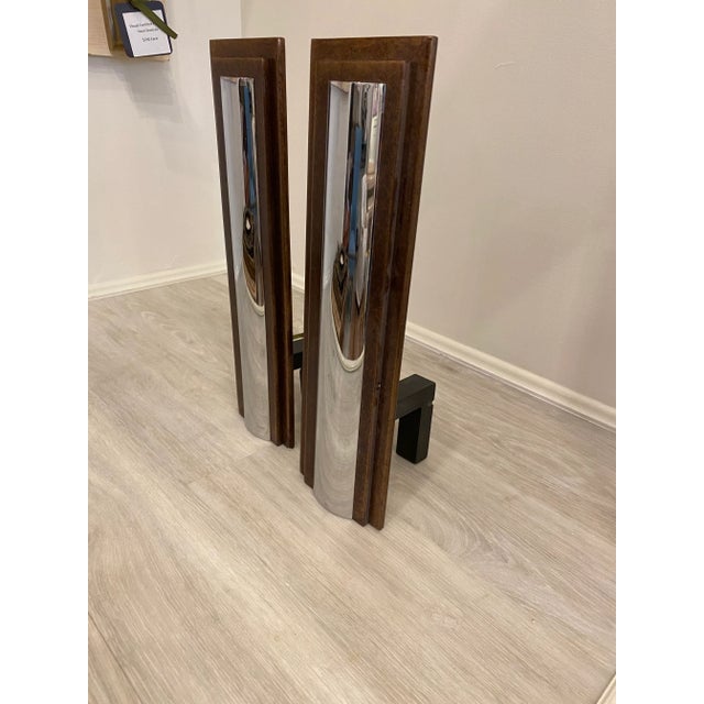 1980s 1980s Chrome Art Deco Andirons - a Pair For Sale - Image 5 of 11