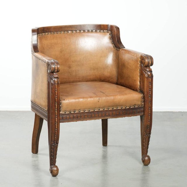 Antique Armchair in Sheepskin and Wood For Sale - Image 13 of 13