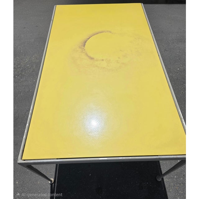 1970s Richard Schultz Style Knoll Aluminum and Yellow Enamel Patio Dining Table For Sale In Sacramento - Image 6 of 18