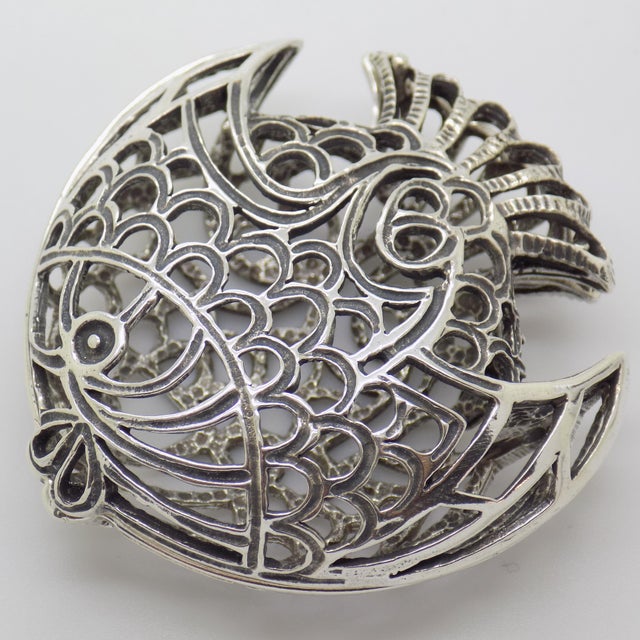 Silver Vintage Italian Handmade Silver Tropical Fish Figurine, Naples, 1980s For Sale - Image 8 of 14