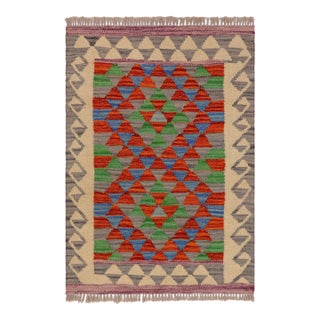 Southwestern Turkish Kilim Gray Beige Hand-Woven Wool Rug For Sale