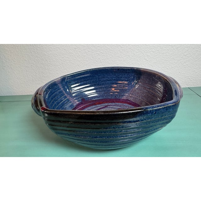1970s Studio Art ,Vintage Stoneware in Handmade Double Handles Rare Signed Koi For Sale - Image 5 of 18