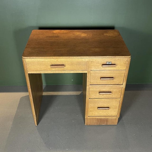 Art Deco Wooden Single Pedestal Desk For Sale - Image 3 of 12