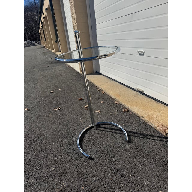 Pair of Design Within Reach Adjustable Glass Side Tables – Chrome (Eileen Gray Style) For Sale - Image 9 of 11
