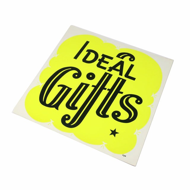 1960s 1960s Screen Printed "Ideal Gifts" Trade Sign For Sale - Image 5 of 5