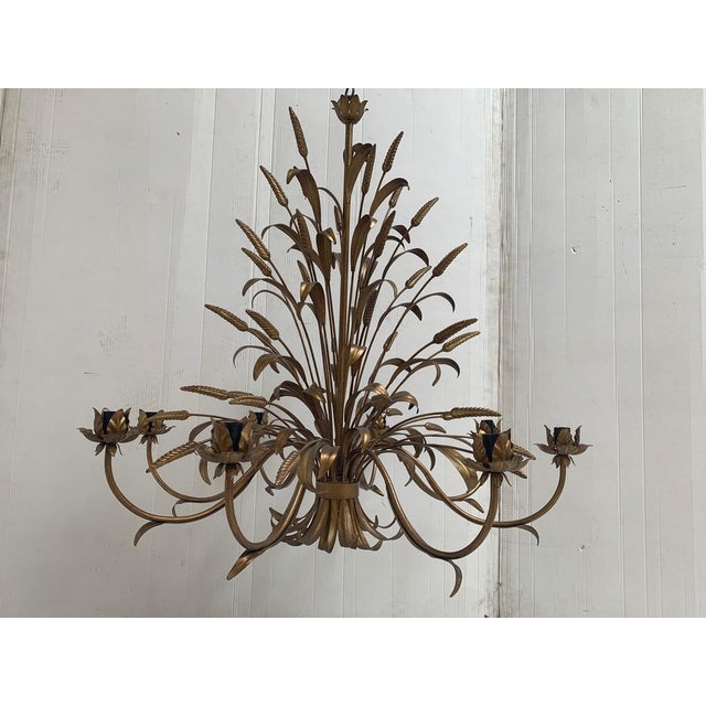Florentine Art Brown and Gold Handmade Brushed Metal 8 Light Wrought Iron Chandelier from Simoeng, Italy For Sale - Image 7 of 14