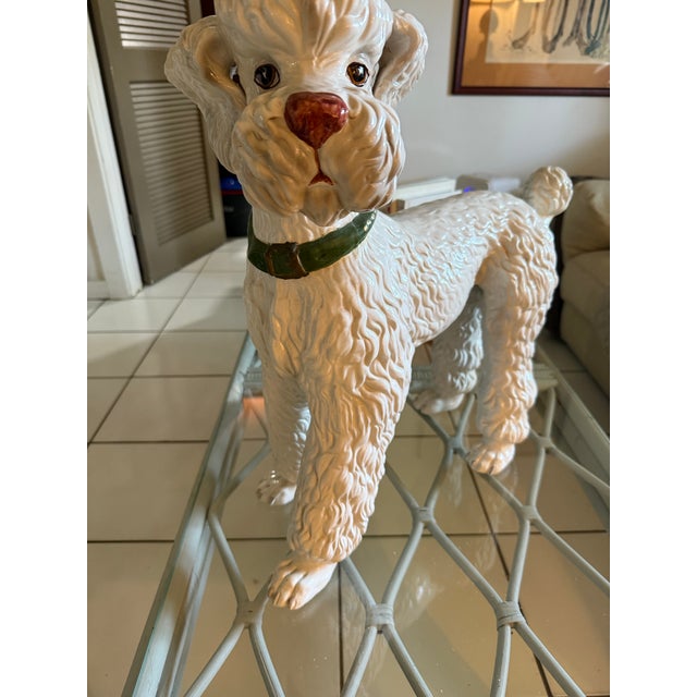 Hollywood Regency Vintage Italian Ceramic Poodle Figurine For Sale - Image 3 of 6