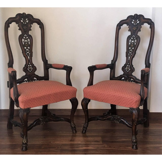 1940s Burl Walnut Queen Anne Style Pair of Armchairs For Sale - Image 16 of 18