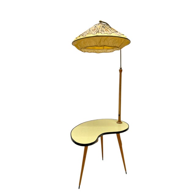 1950s Vintage Kidney Table with Floor Lamp, France, 1950s For Sale - Image 5 of 16