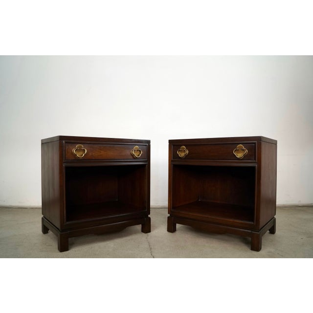 Baker Furniture Company 1970’s Mid-Century Modern Michael Taylor Style Nightstands - A Pair For Sale - Image 4 of 12