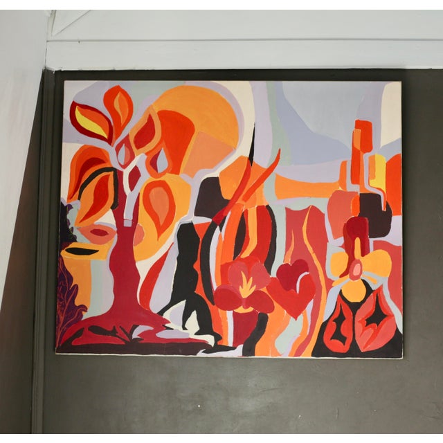 Psychedelic Composition, 1970s, Canvas Painting For Sale - Image 9 of 15