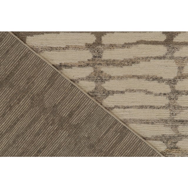 Textile Rug & Kilim’s Modern Rug in Gray With White Geometric Patterns For Sale - Image 7 of 8