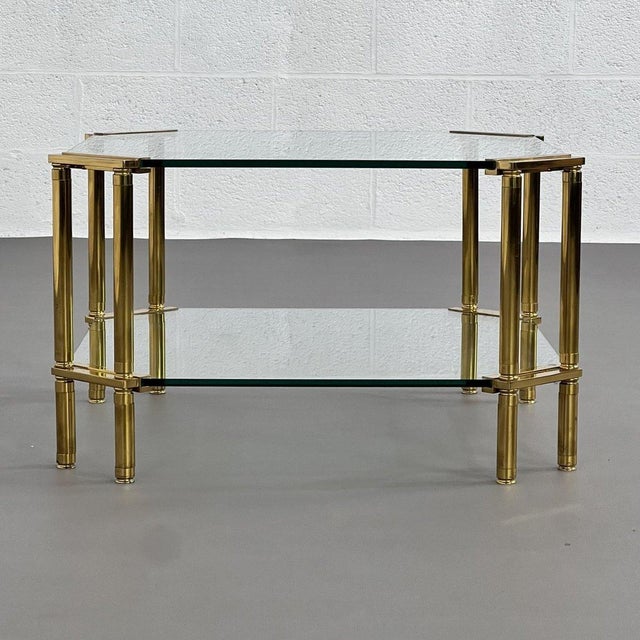 Vintage Brass and Glass Square Coffee Table, 1970s For Sale - Image 3 of 9