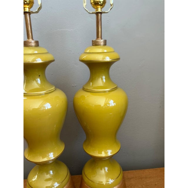 Vintage Gilt Tipped Painted Glass Lamps - A Pair For Sale - Image 16 of 16