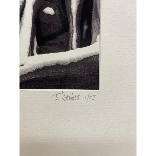 2000 - 2009 Signed Black and White Photograph "Howling Wolfe" Snow Tree Stump Illusion, North Bend Wa, Dated 2003. For Sale - Image 5 of 10