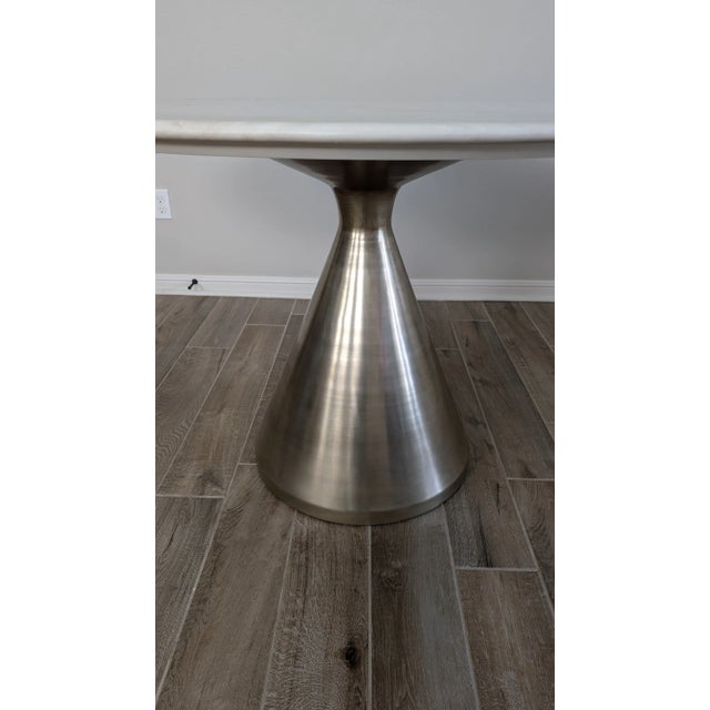 West Elm Marble Dining Table For Sale - Image 4 of 9