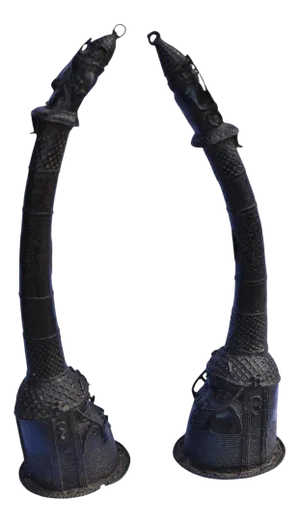 Nigerian Kingdom of Benin Artist, Elephant Tusks, Pre-1800s, Bronzes, Set of 2
