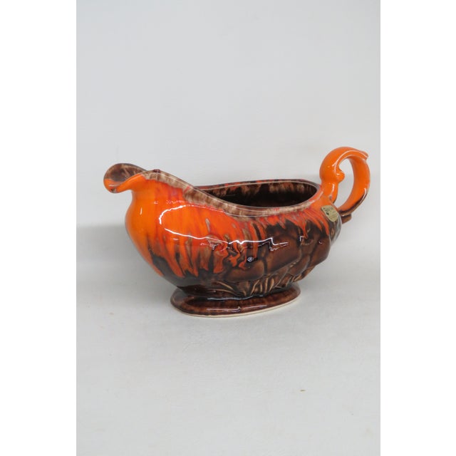 Roy Craft Canada Mushroom Ceramic Pottery Orange and Brown Gravy Boat 4606b For Sale - Image 12 of 14