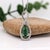 1ct Green Tourmaline Pendant W Earth Mined Diamonds in 14k White Gold | For Sale - Image 4 of 8